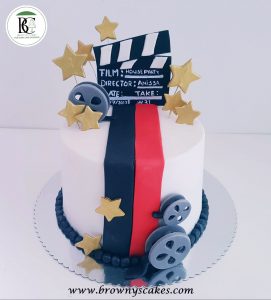 Rood & zwart wit film thema taart voor verjaardag