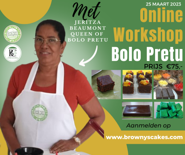Kom op 25 maart 2023 online Bolo Pretu leren maken!