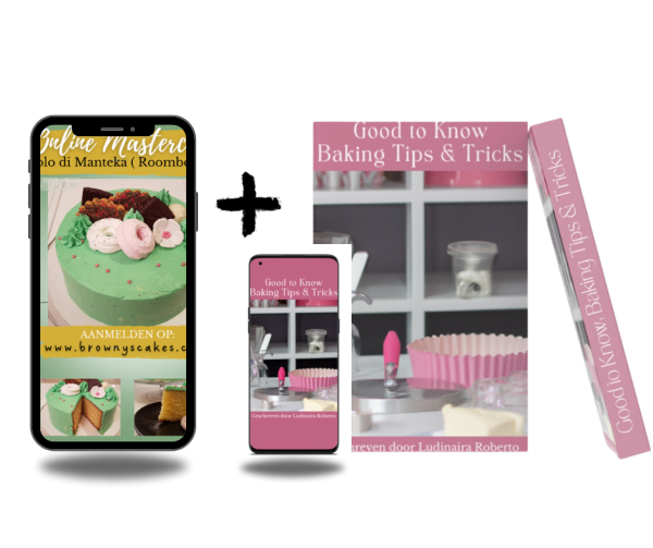 Mobiel met reclame voor Bolo di Manteka Workshop en gratis E-book 'Good To Know: Baking Tips & Tricks' - Leer bakgeheimen en geniet van een meeslepende online bakervaring. #Bakken #GratisEbook #Bakworkshop #BoloDiManteka"